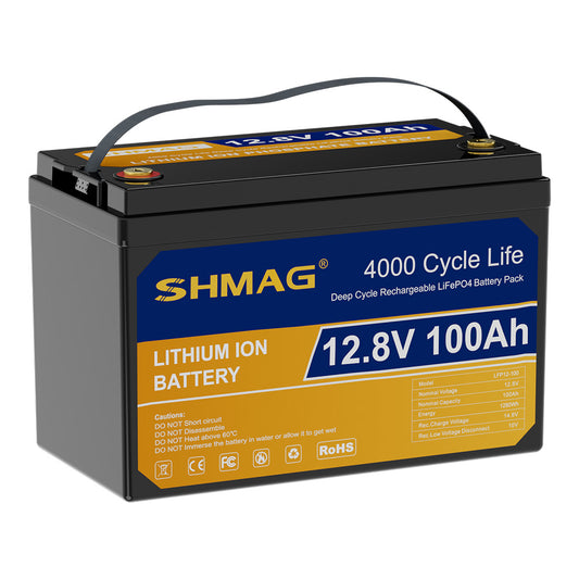 SHMAG 12.8V 100Ah LiFePO4 Lithium Battery 1280Wh Energy