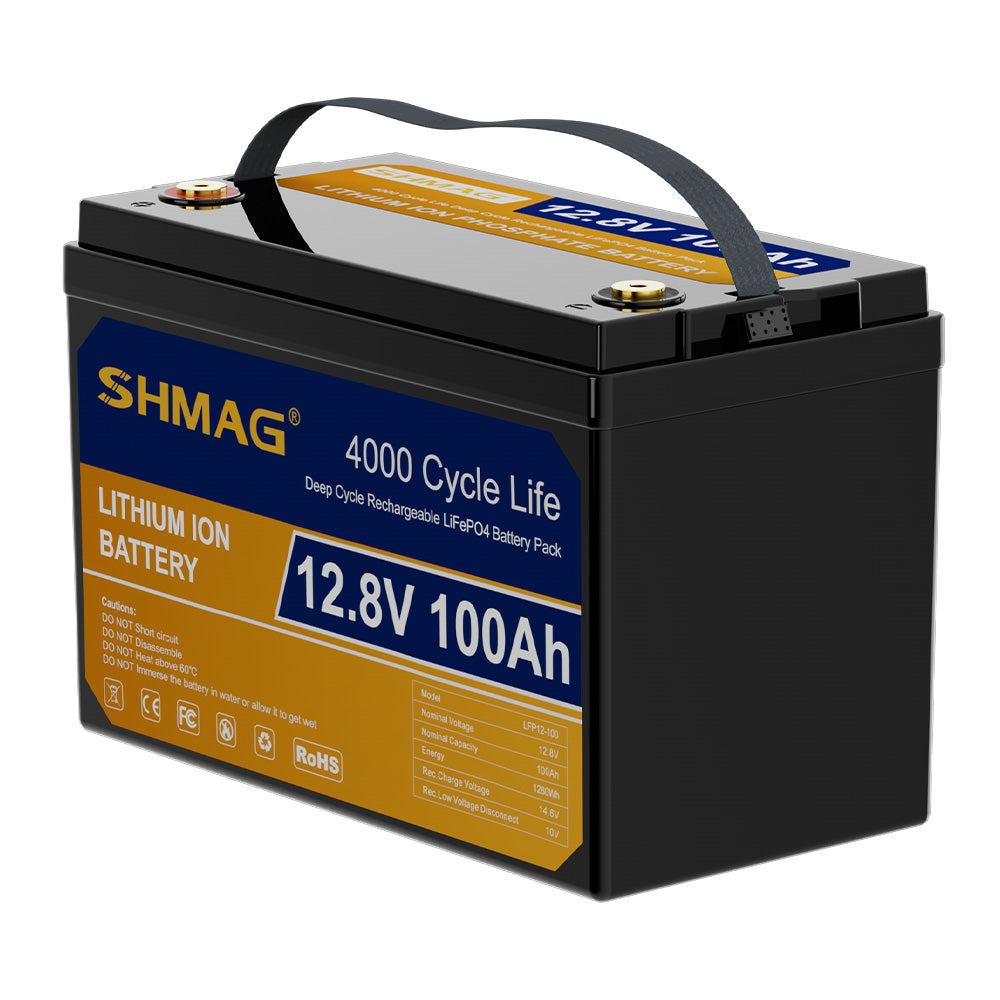 SHMAG 12.8V 100Ah LiFePO4 Lithium Battery 1280Wh Energy